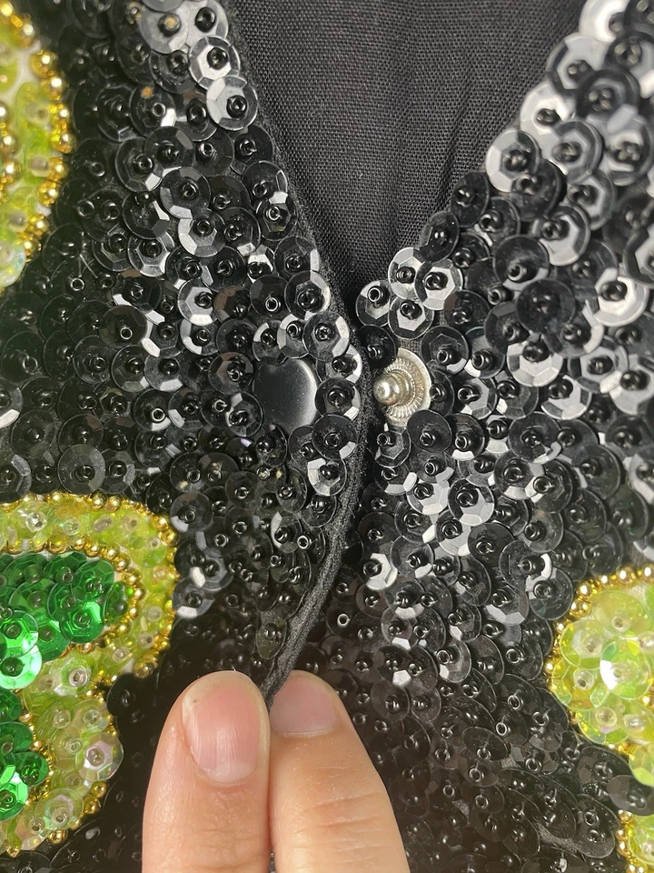 Chaleco Trébol Verde Lentejuelas Fantasía Moda Vintage San Patricio Talla Grande Foto 4 de 4