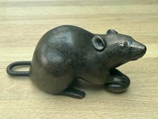 A Signed Late 19th Century Japanese Bronze Okimono of a Rat By Seiya