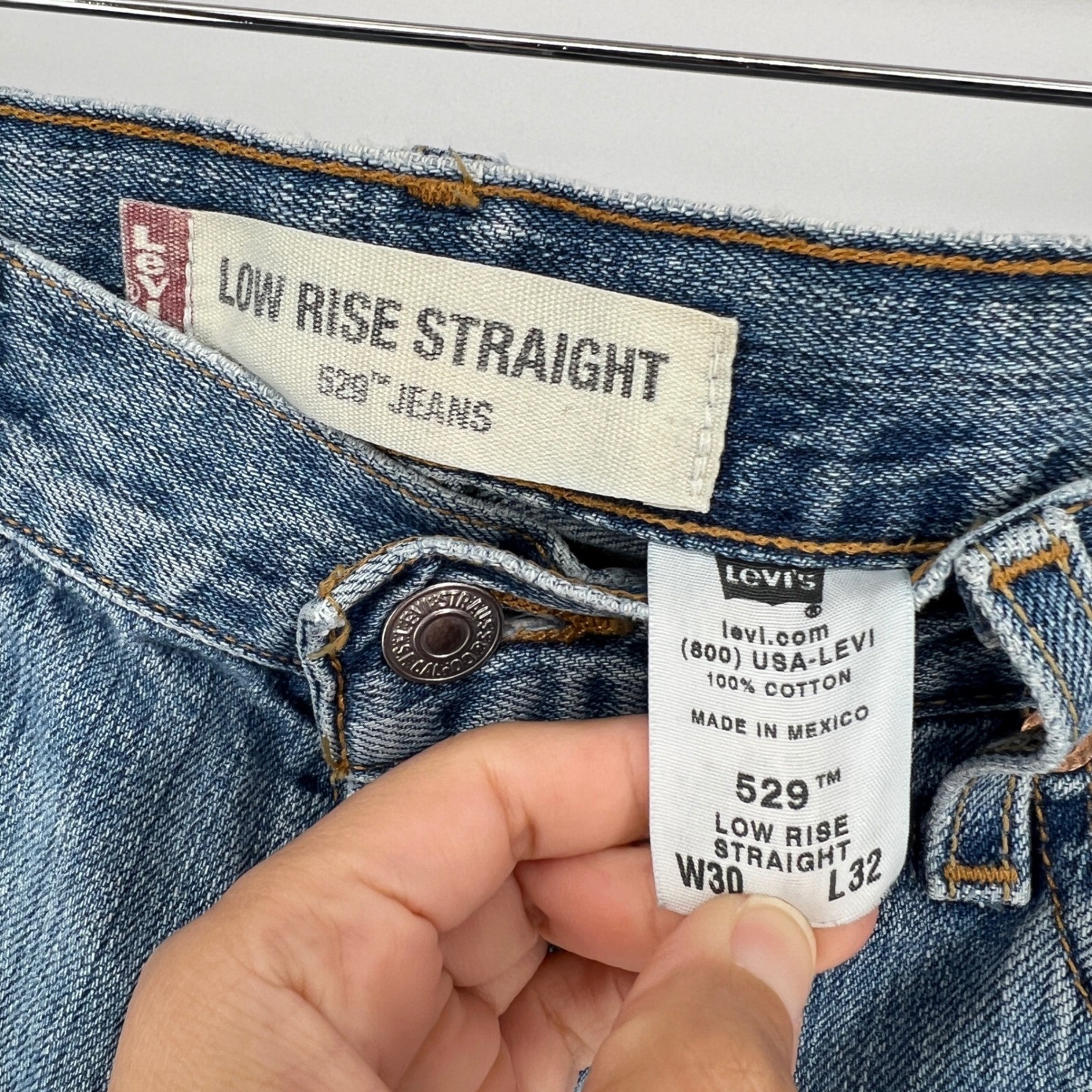 Levi's 529 Low Rise Straight Denim Jeans Y2K '03 Medium Wash 30x32 (30x31) thumbnail 12