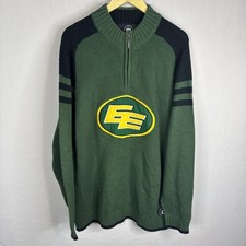 Sogo Sports CFL Edmonton Eskimos Knit Quarter Zip Sweater TG/XL Green Black