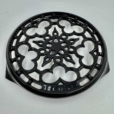 Y2K Le Creuset MATTE Black Cast Iron Deluxe Round Trivet Artichaut France