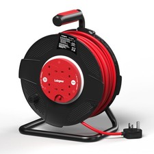 Labgear Extension Lead 35m Heavy Duty Cable Reel 4 Socket 13A Power Red
