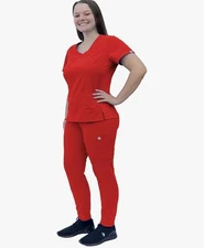 Angie Medical Uniforms Red Two Pcs W/Seven Pockets Size S Brand New Without Tag 