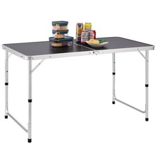 Tavolo Campeggio Picnic in Alluminio Altezza Regolabile Pieghevole Grigio 60x120