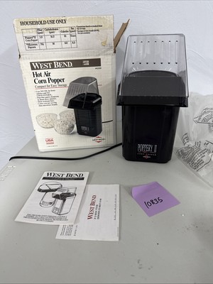West Bend Poppery II Hot Air Popcorn Popper, Black 1200W  Model 82010 In Box