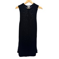 Wilfred Black Knit Sleeveless Midi Dress XS Sheer Mesh Open Knit Minimalist