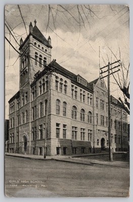 Girls  High School in Reading Pennsylvania c1910 Postcard