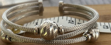 Sterling Silver 925 Mesh Cuff Bracelet with R...