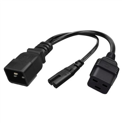 IEC320-C20 Male to IEC320-C7 + C19 Female Adapter Cord Y-splitter Power Line