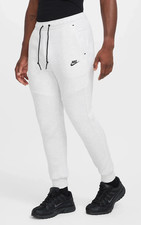 Men's Nike Tech Fleece Joggers Heather White Black Pants HV0959-051 Size XL