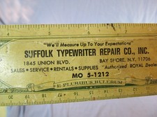 SUFFOLK TYPEWRITER REPAIR CO BAY SHORE NY ADVERTISING RULER MO5-1212 TELEPHONE thumbnail