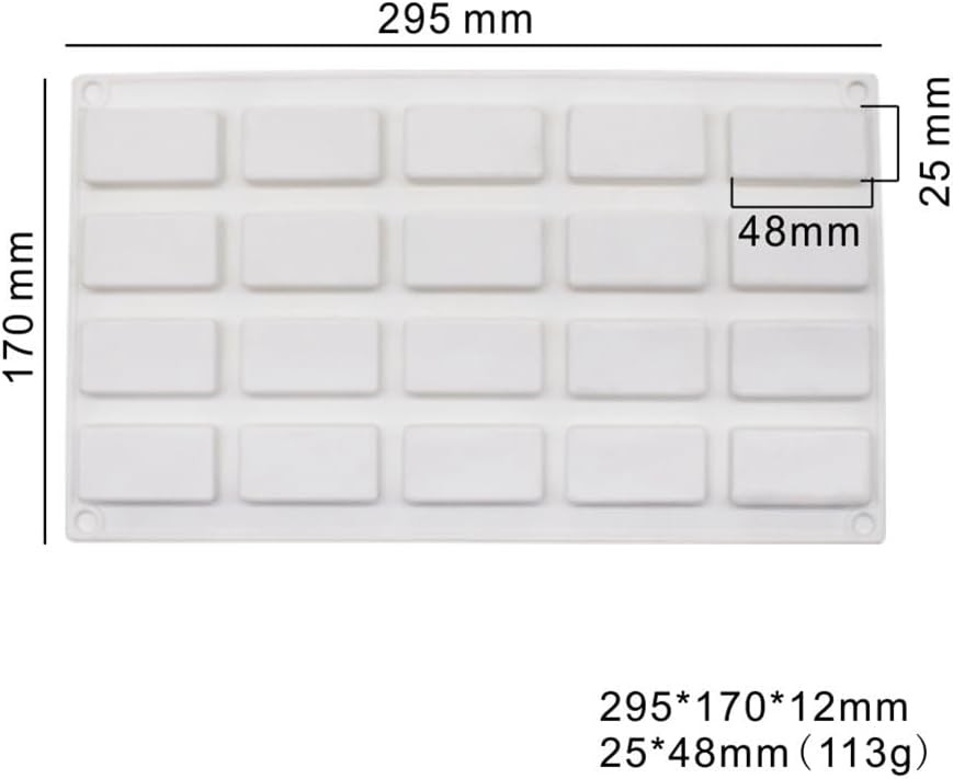 20 Cavity Rectangle Silicone Mold I_11.8 X6.8 X0.48 inch, as photos 