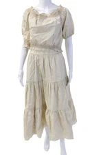 Xirena Womens Short Sleeves Blouse A Line Maxi Skirt Set Beige Size Medium