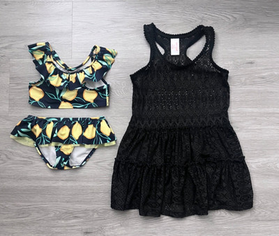 Cat & Jack Toddler Girl's Two-Piece Lemon Print Swimsuit & Cover-Up Size 4T/XS