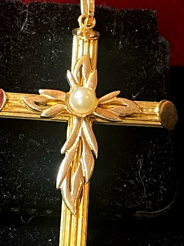 18k GOLD KREUZ RELIGIÖS ANHÄNGER PERLE 2' L VINTAGE 7,9 GRAMM - Bild 2 von 16