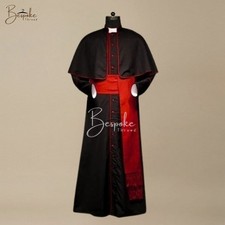 Sotana católica romana negra túnica de sotana con borde rojo con vestimenta de clero Mozzetta