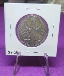 Germany 1951 5 Mark Silver Coin 0.625 Fine KM 112.1 West & Unified 1949-Now
