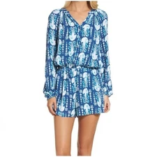Lilly Pulitzer Elsa Romper Indigo Get in Line Small