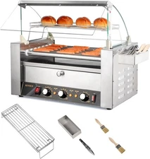 ROVSUN Commercial 18/30 Hot Dog 7/11 Roller Grill Cooker Machine Acrylic Cover