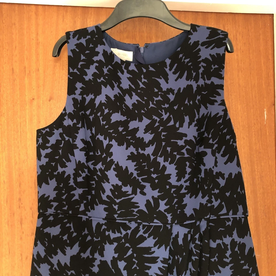 Hobbs Ladies Blue & Black Floral Smart Occasion Evening Party Date Work Dress,16 - Image 3 of 4