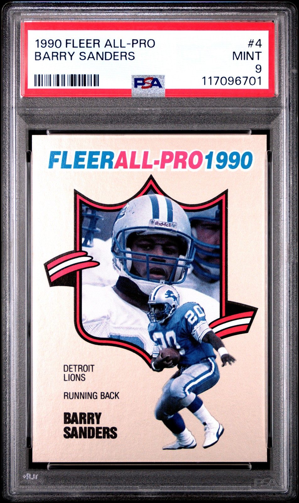 1990 FLEER ALL-PRO #4 BARRY SANDERS PSA 9