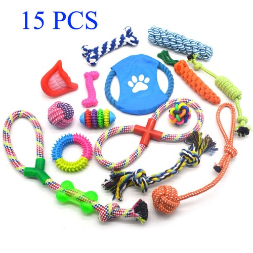 15tlg sichere Hunde Spielzeug Aus Seil Kauspielzeug Dog Toy Hund Welpen Kauen DE - Bild 2 von 14