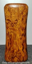 11" Old China Huanghuali Wood Carving Dynasty Palace Ghost Eye Stripe Pillow