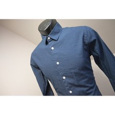 Express Button Up Shirt Mens Small Blue Excellent Fitted Micro Dot Long Sleeve
