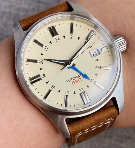 Tandorio Men's GMT Pilot Automatic NH34 Dive Watch AR Luminous Sapphire Date... - Picture 7 of 9