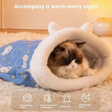 Cat Sleeping Bag Cuddly Fluffy Feel Thickened Pet Pocket Bed Type Quilt D8Q2