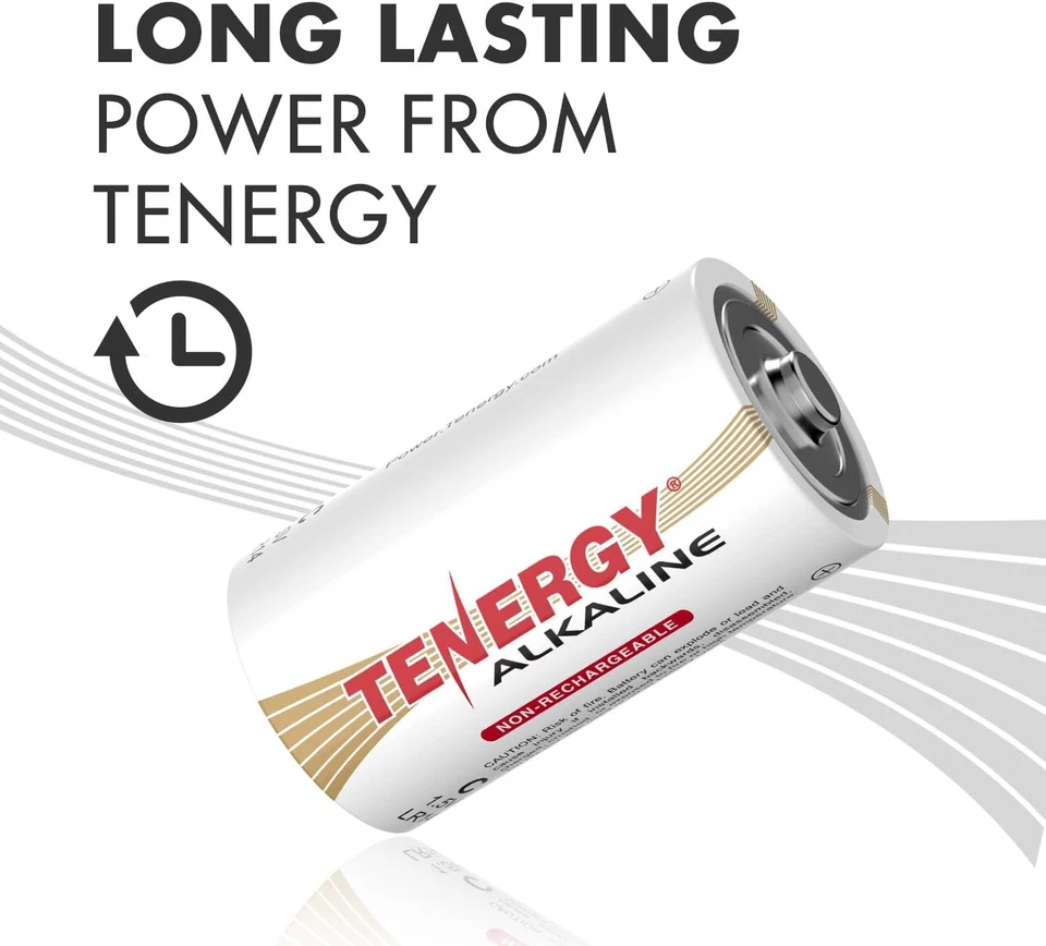 Batería Alcalina Tenergy 1.5V C LR14, Alto Rendimiento C 12 Unidades (Pack de 1)  Foto 2 de 4