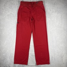 Koi Women's Small Red Drawstring Cargo Scrub Pants Yoga Waist Straight Leg