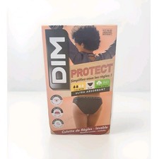 DIM PROTECT - SLIP CULOTTE DE REGLES - LAVABLE - FLUX MOYEN - NOIR 32 34 XS 
