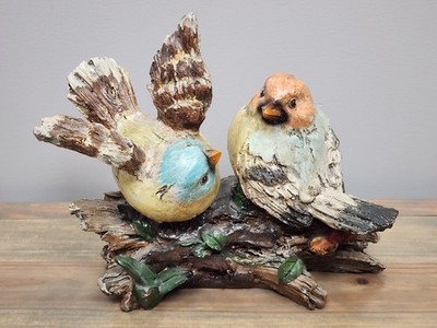 Love Birds on a Log Figurine Home Decor Indoor Outdoor