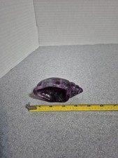 Carved Amethyst seashell Crystal Figure Dark Purple 4 1/2 inches 