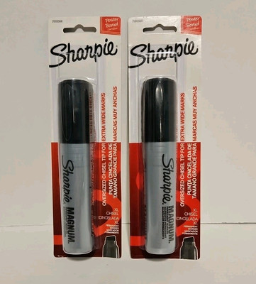 Lot of 2 Sharpie Magnum Oversized Permanent Markers Black Chisel Tip