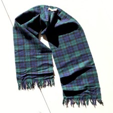 Vtg 80s Pendleton Tartan Scarf 100 Virgin Wool Made in USA Fringe Plaid