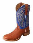 Twisted X Men's Rancher Smooth Ostrich Brown Blue WS Toe 12" Boot MRA003 NIB/NWT