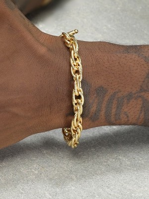 18K Gold Men/women's Hip-hop Twist Chain Steel Jewelry Bracelet
