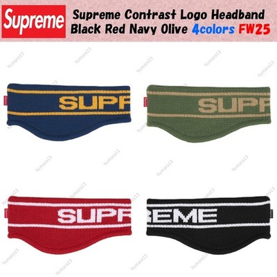 Supreme Contrast Logo Headband Black Red Navy Olive 4colors FW25