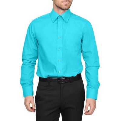 Berlioni Classic Regular Fit Solid Button Up Long Sleeve Pocket Work Dress Shirt