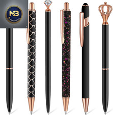 6 Pcs Ballpoint Pens Set Metal Crystal Diamond Pen for Journaling Glitter Pretty