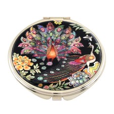 Mother of Pearl Peacock Design Compact Cosmetic Makeup Round Hand Pocket Mirror