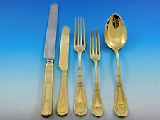 King William Engraved Vermeil by Tiffany Sterling Silver Flatware Set 8 Dinner