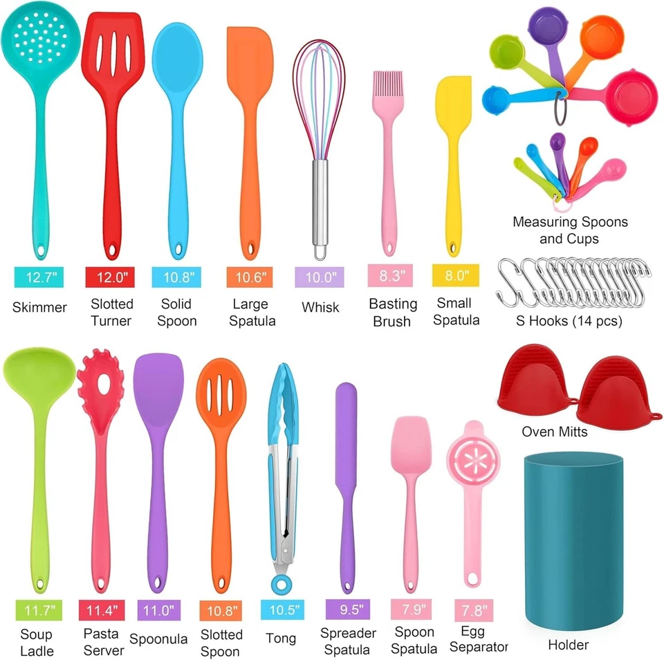 Cooking Utensils Set 42 Piece Nonstick Silicon Heat Resistant Nylon Kitchen Tool - Image 2 of 4