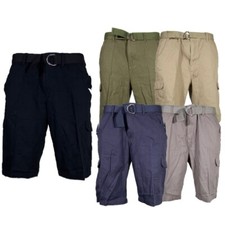 Men's Shorts Belted Adjustable Cargo Casual Lightweight Multi Pocket Bottoms