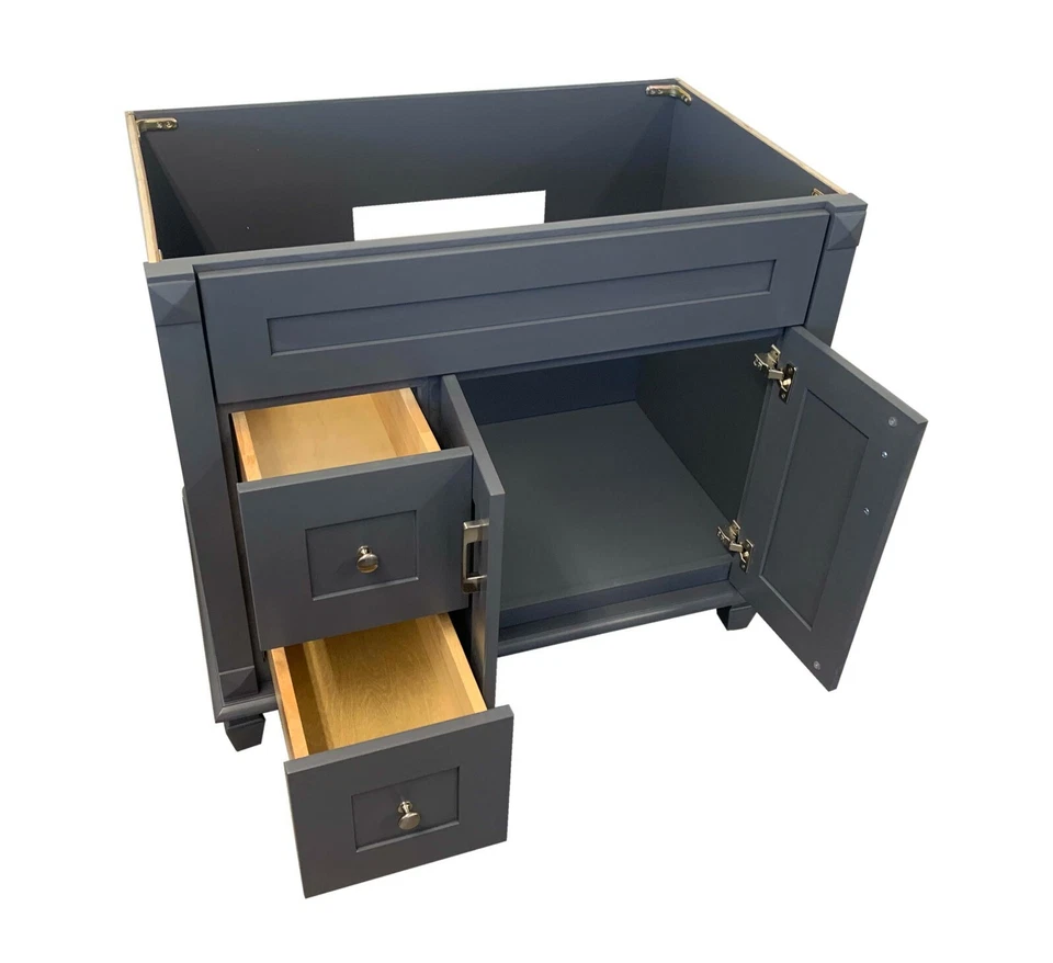 全新 36 英寸 灰色摇床 单人 浴室 梳妆台 底柜 36 英寸 W x 21 英寸 D x 32"H — 第 2/4 张图片