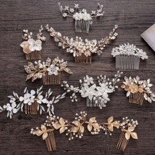 Crystal Pearls Hair Combs - Bridal Floral Hairclips Women Wedding Headpieces 1pc