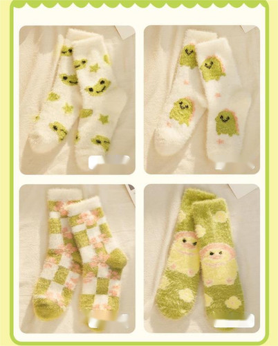 Women Winter Soft Cozy Fuzzy Warm Crew Socks Non-Skid Home Slipper 4PAIRS