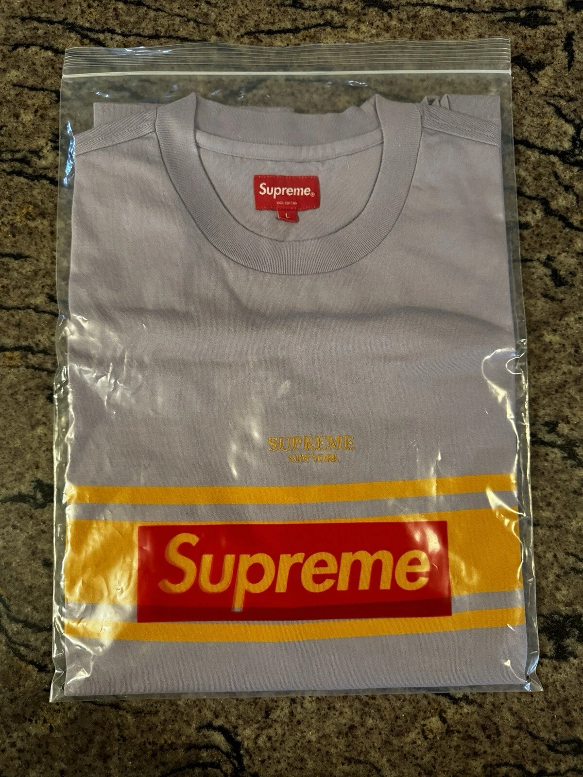 *RARE* T shirt à rayures supreme SS18 grand violet poussiéreux